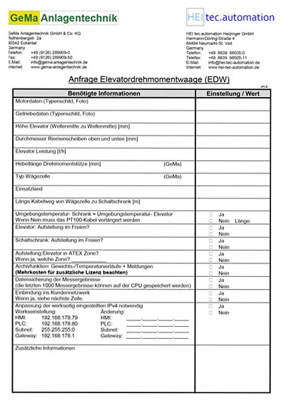 EDW Anfrage Checkliste EDW Anfrage Checkliste